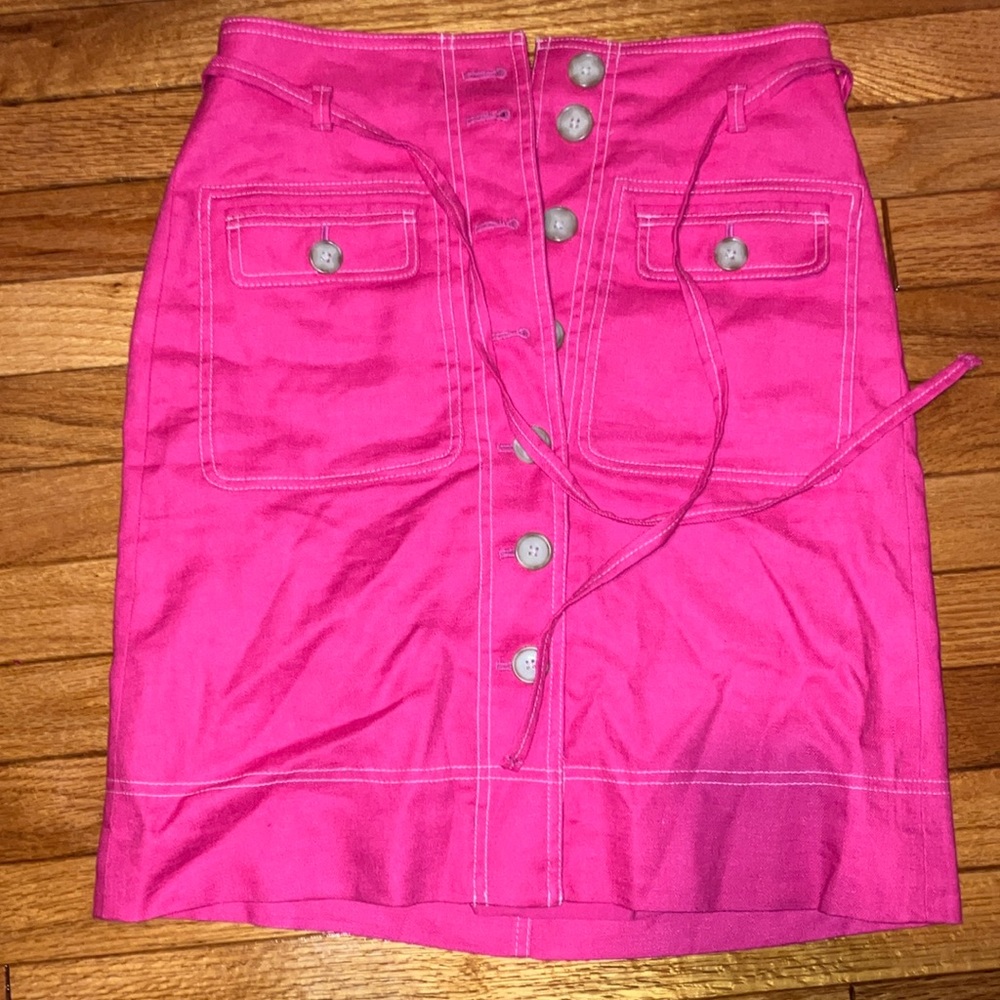 Last call- Crew pink midi linen skirt nwt